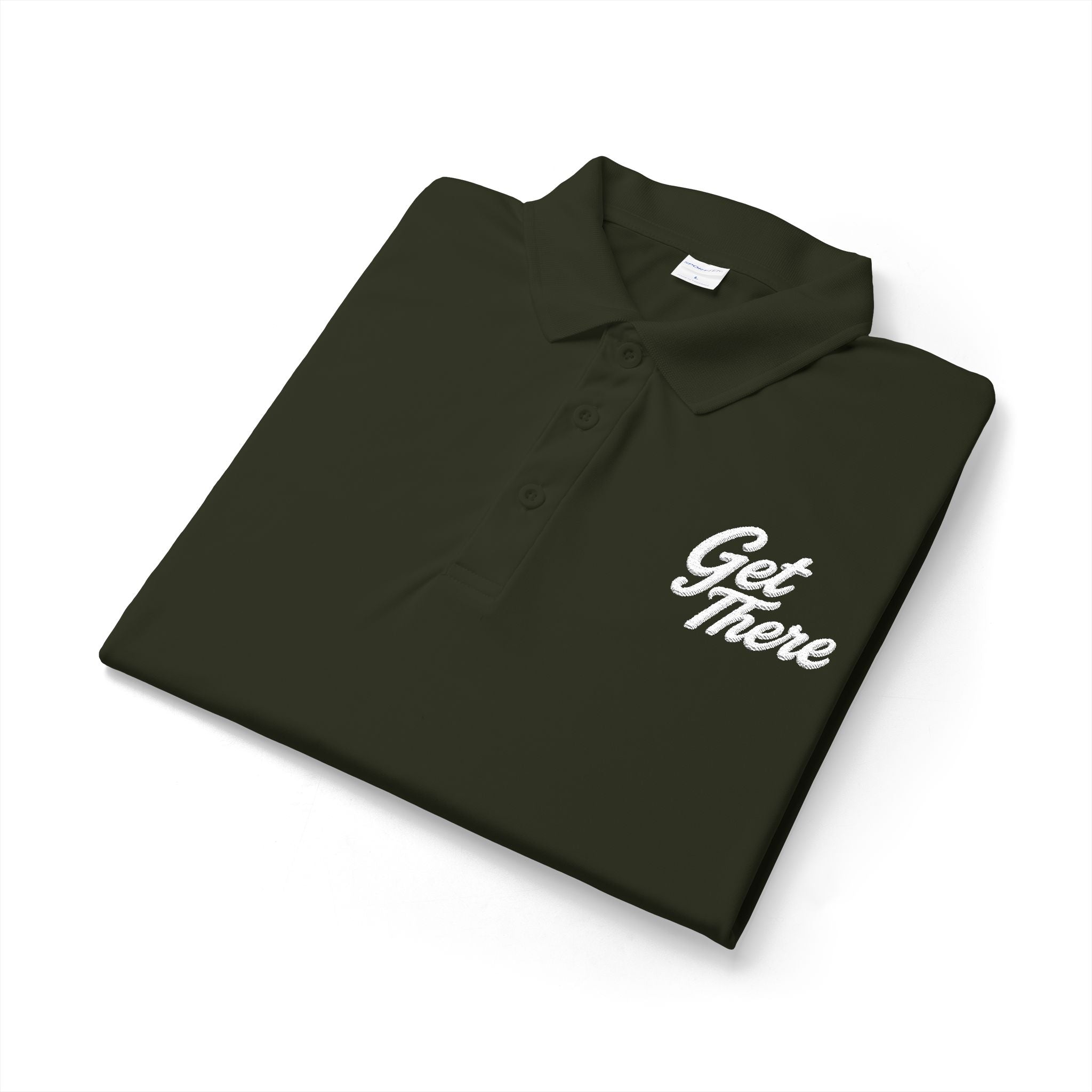 Get There Polo Shirt - Motivational Embroidered Chest Logo