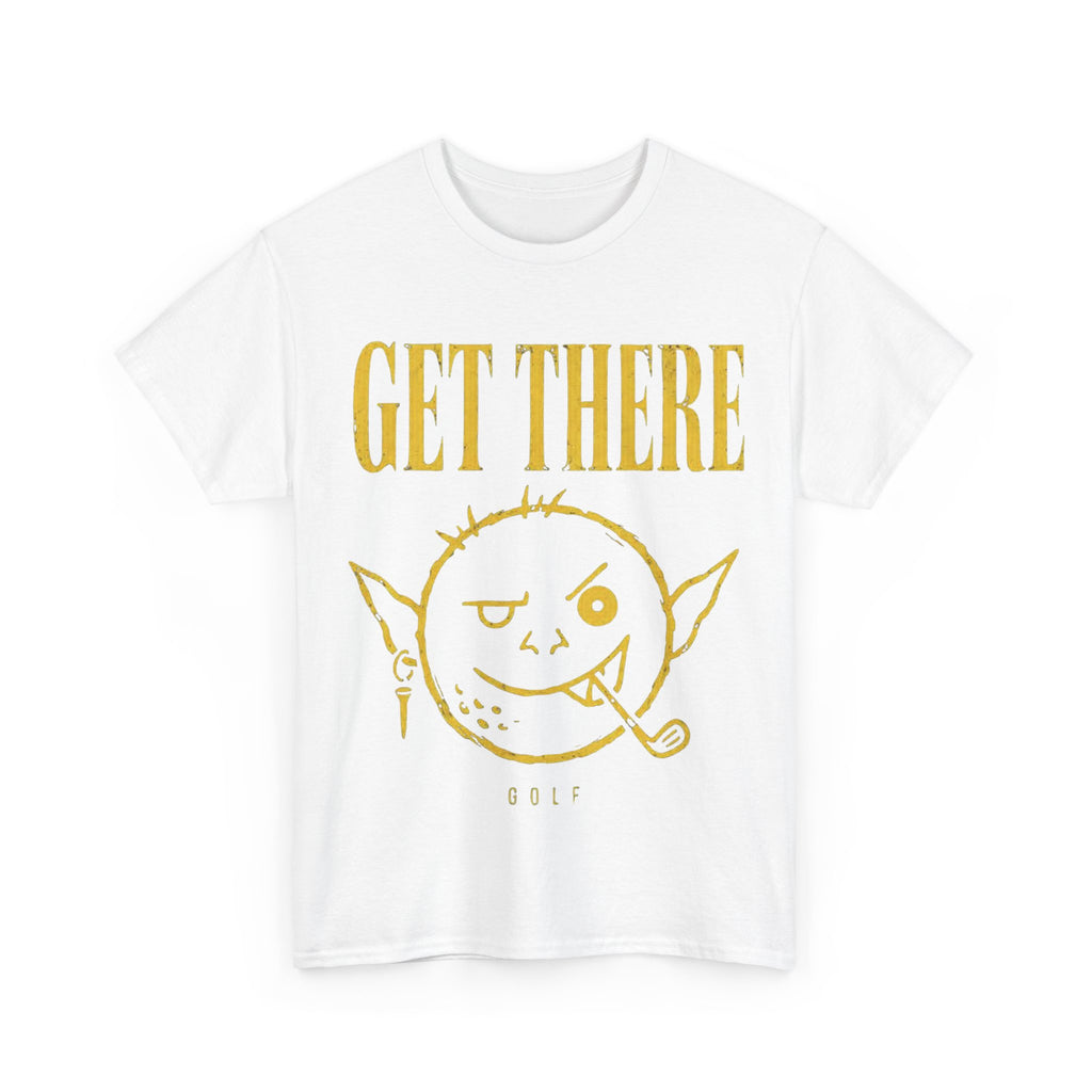 Get There Goblin Graphic Tee — Funny Vintage-Style Yellow Print T-Shirt