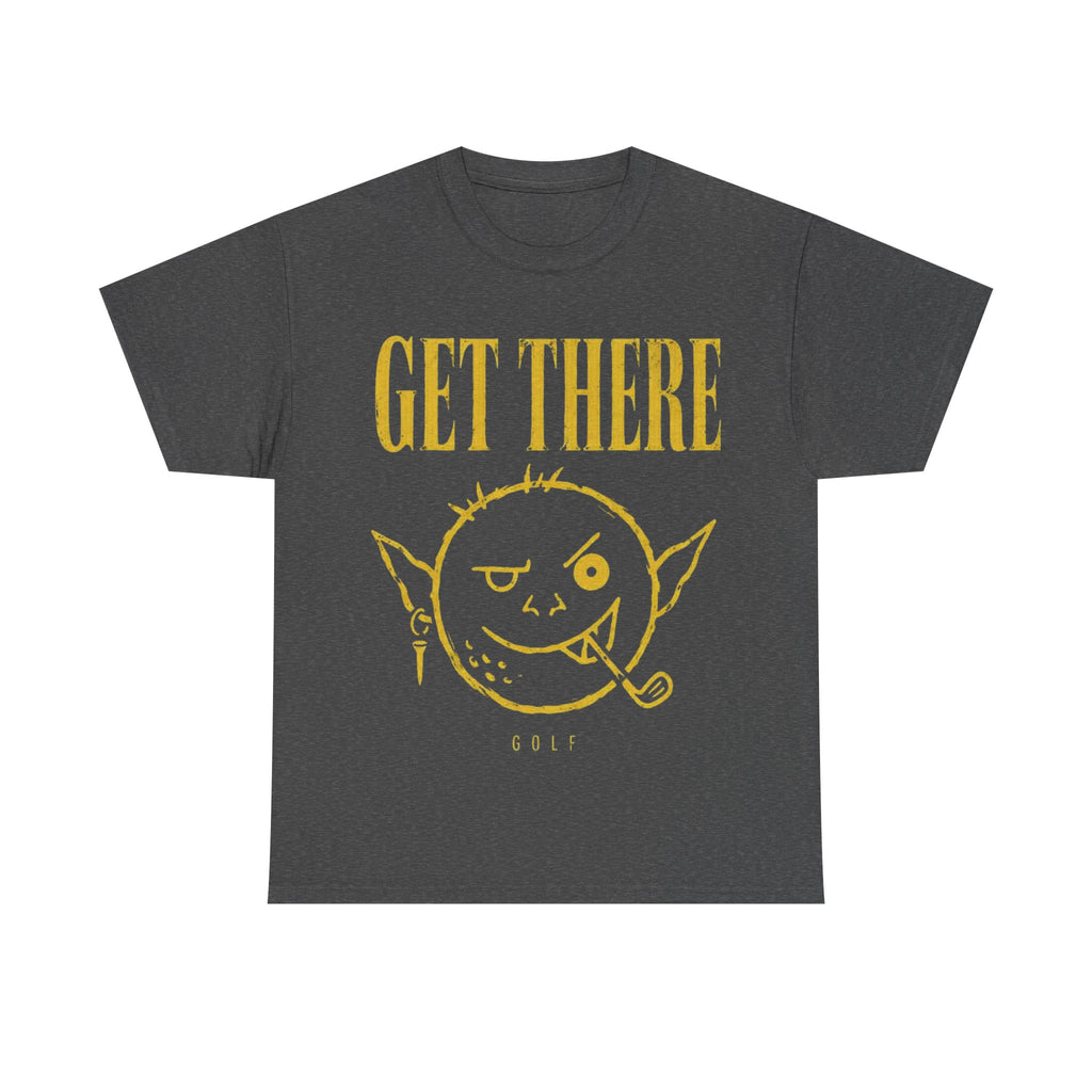 Get There Goblin Graphic Tee — Funny Vintage-Style Yellow Print T-Shirt