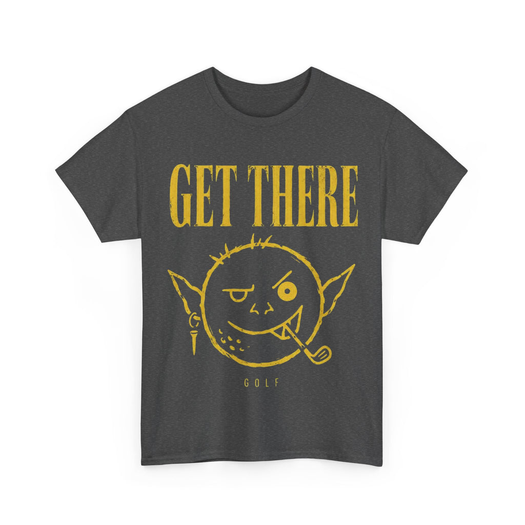 Get There Goblin Graphic Tee — Funny Vintage-Style Yellow Print T-Shirt
