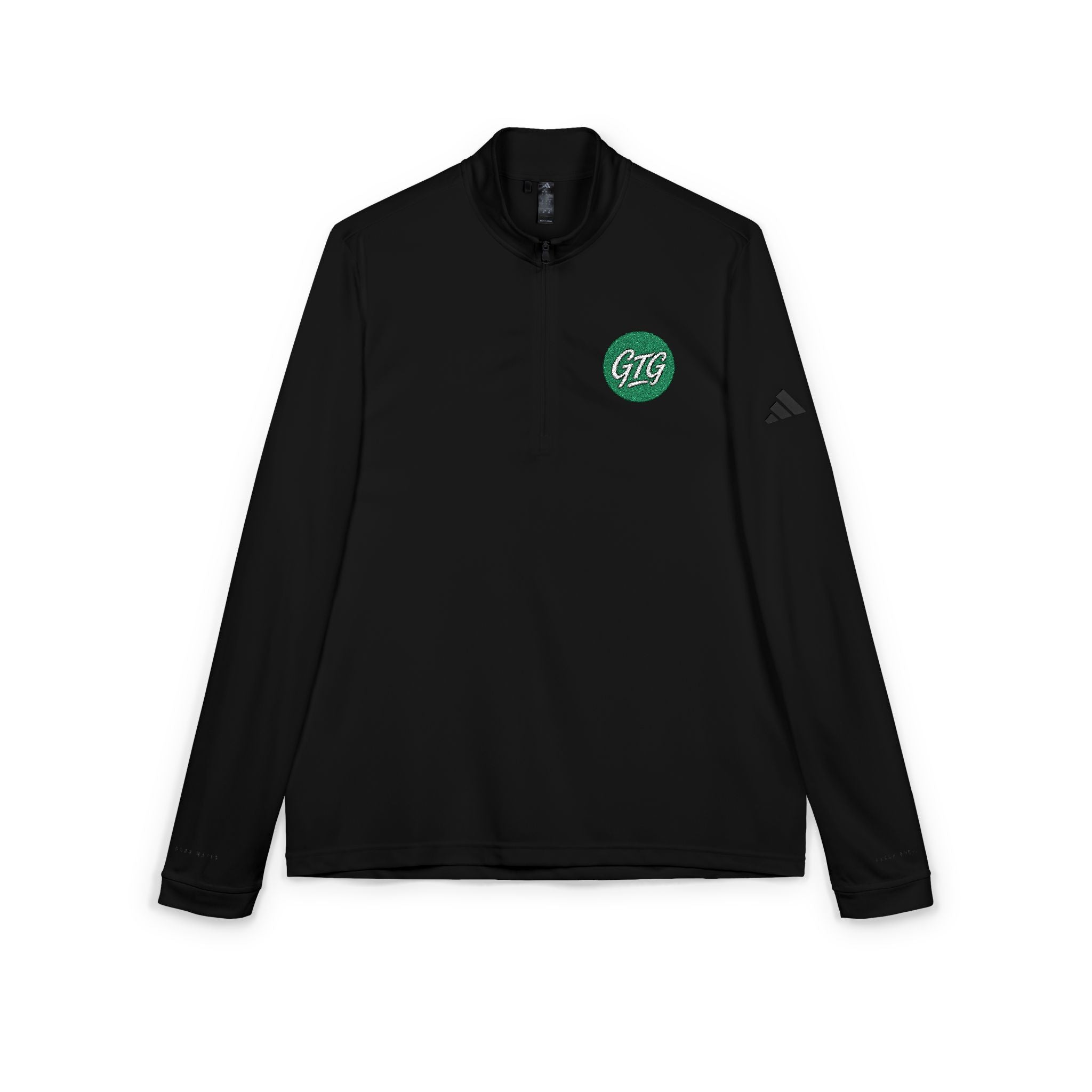 Embroidered Quarter-Zip Pullover — Green Crest Logo