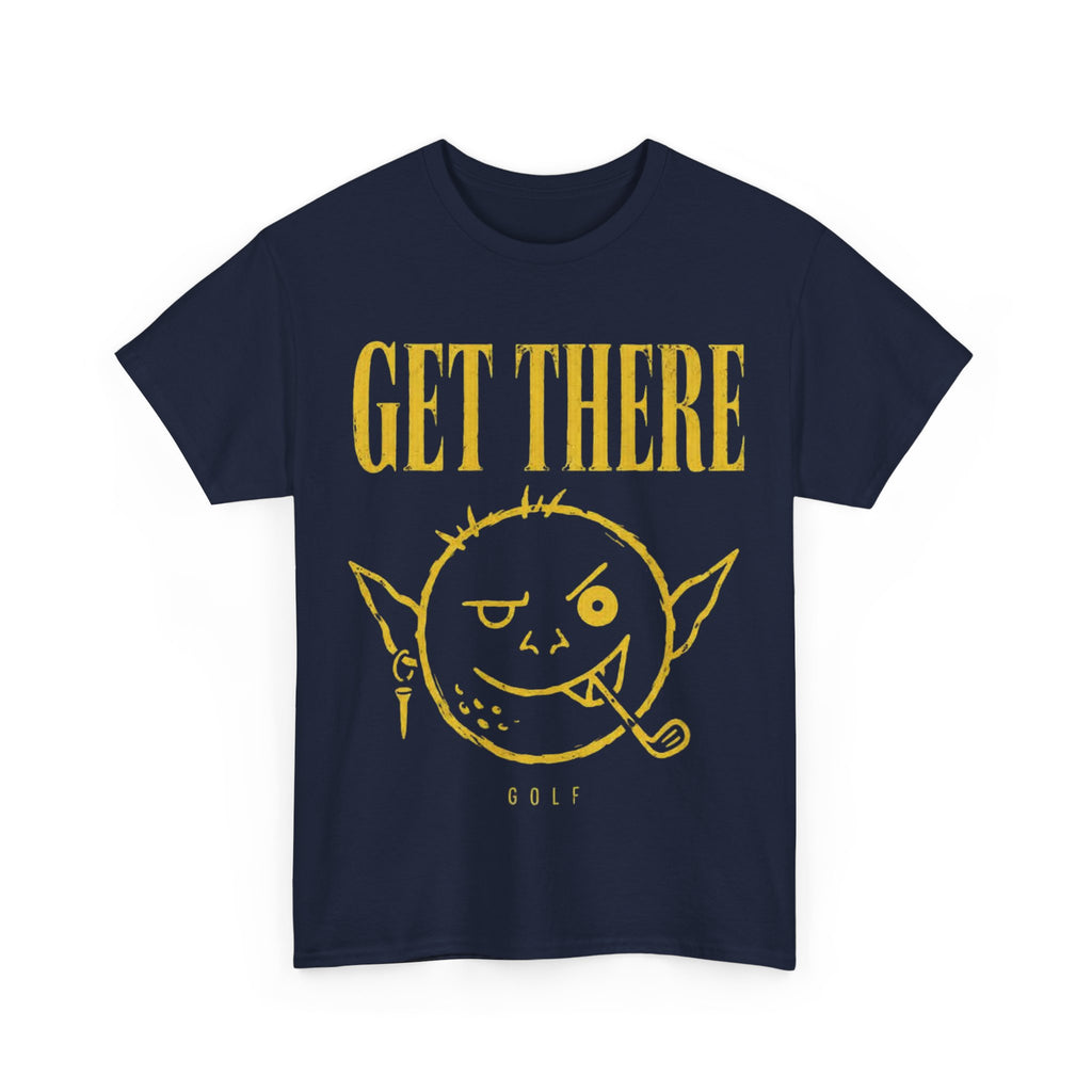 Get There Goblin Graphic Tee — Funny Vintage-Style Yellow Print T-Shirt