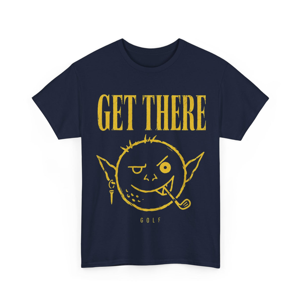 Get There Goblin Graphic Tee — Funny Vintage-Style Yellow Print T-Shirt
