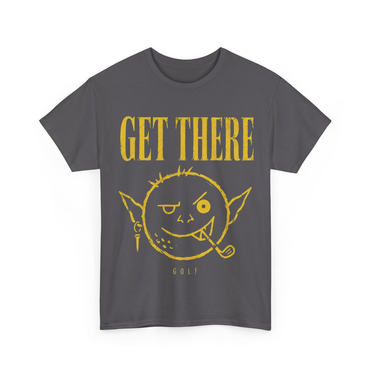 Get There Goblin Graphic Tee — Funny Vintage-Style Yellow Print T-Shirt