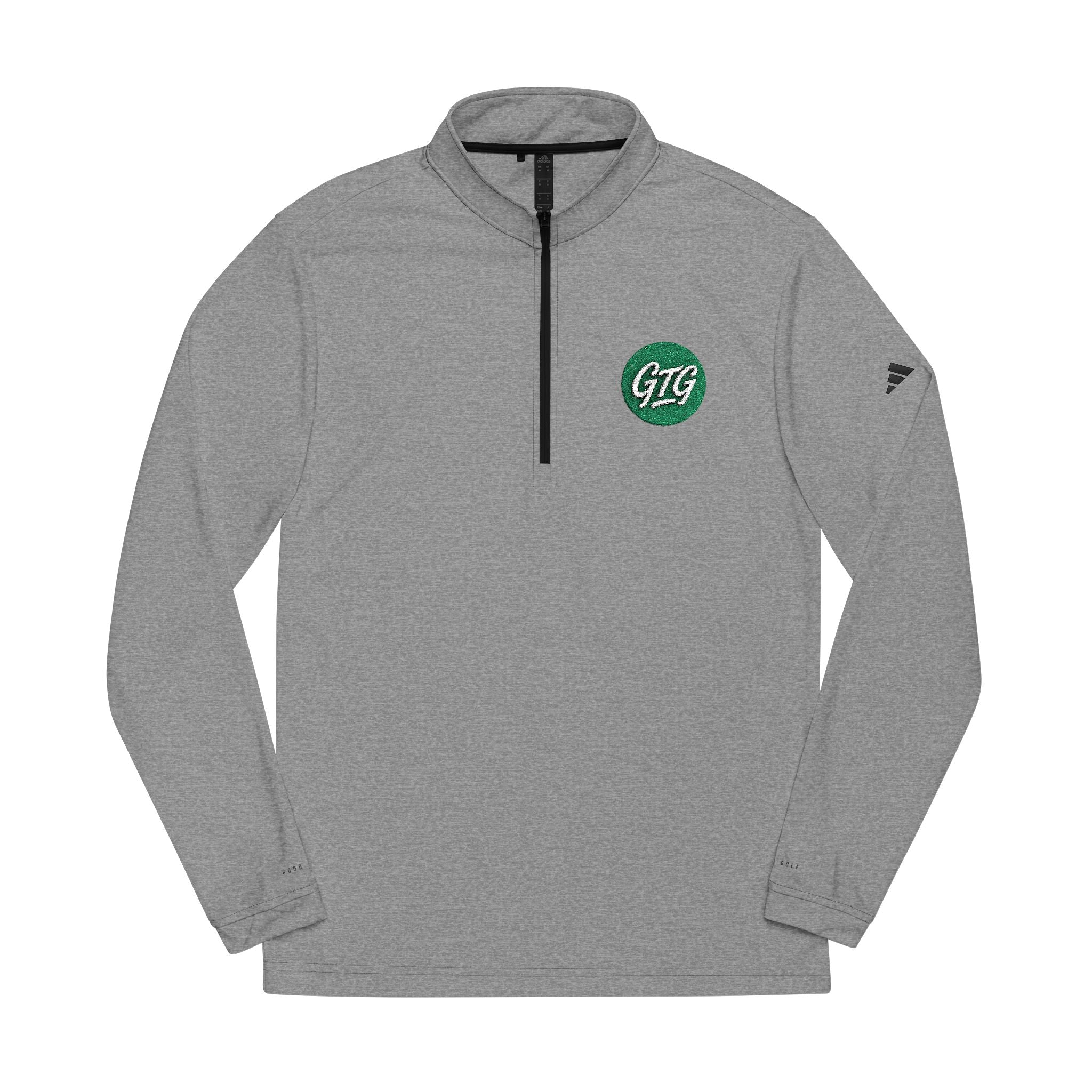Embroidered Quarter-Zip Pullover — Green Crest Logo