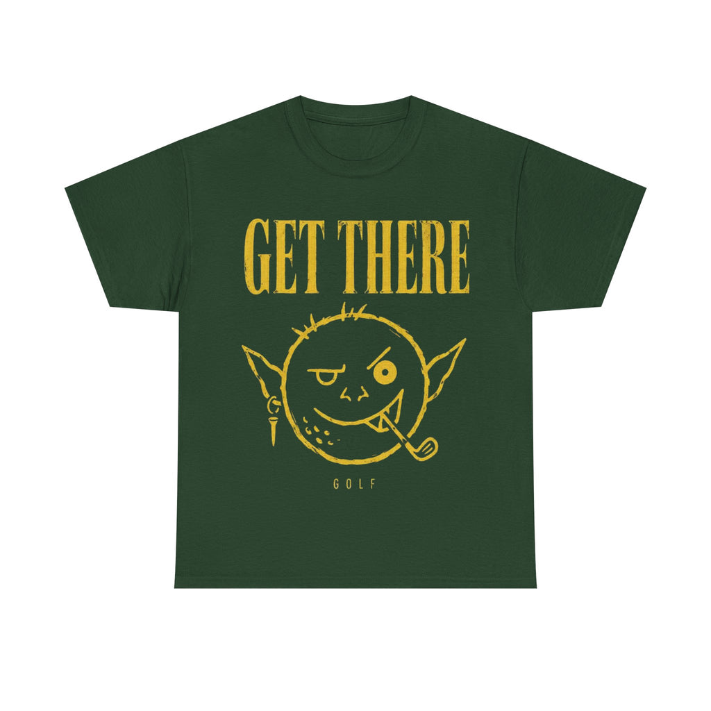 Get There Goblin Graphic Tee — Funny Vintage-Style Yellow Print T-Shirt