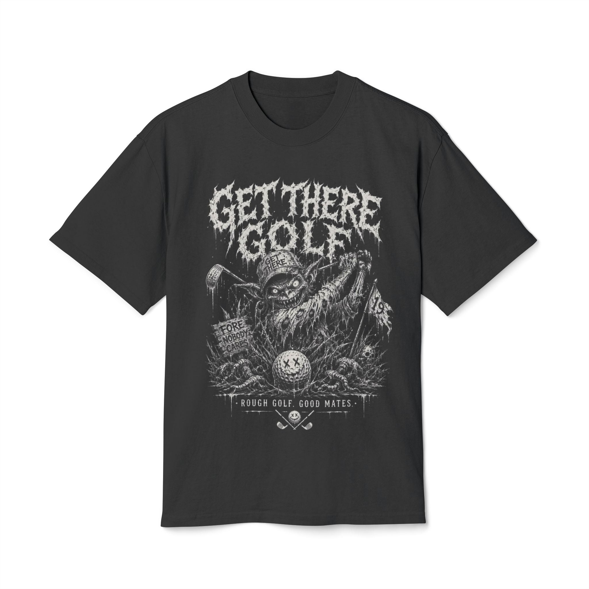 Get There Golf Graphic Tee — Vintage Skull & Clubs Golf Shirt