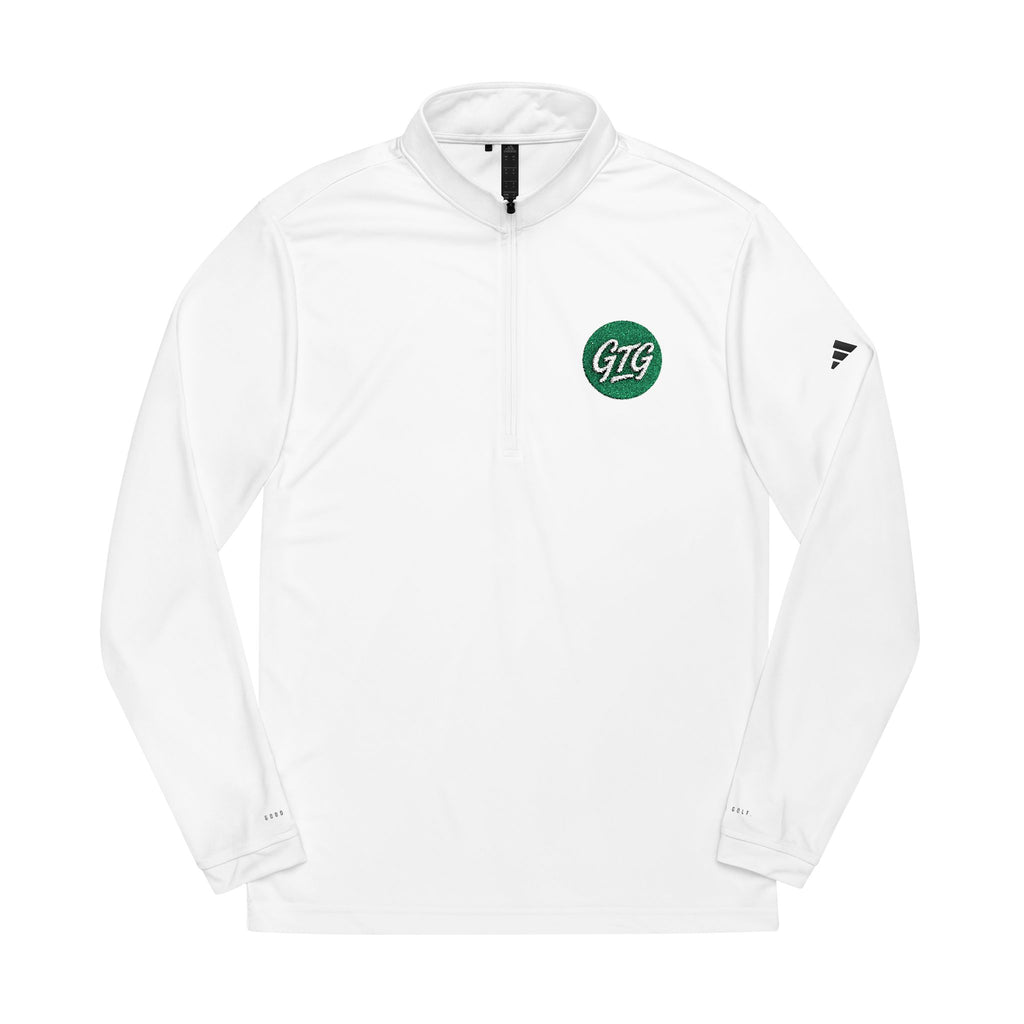 Embroidered Quarter-Zip Pullover — Green Crest Logo