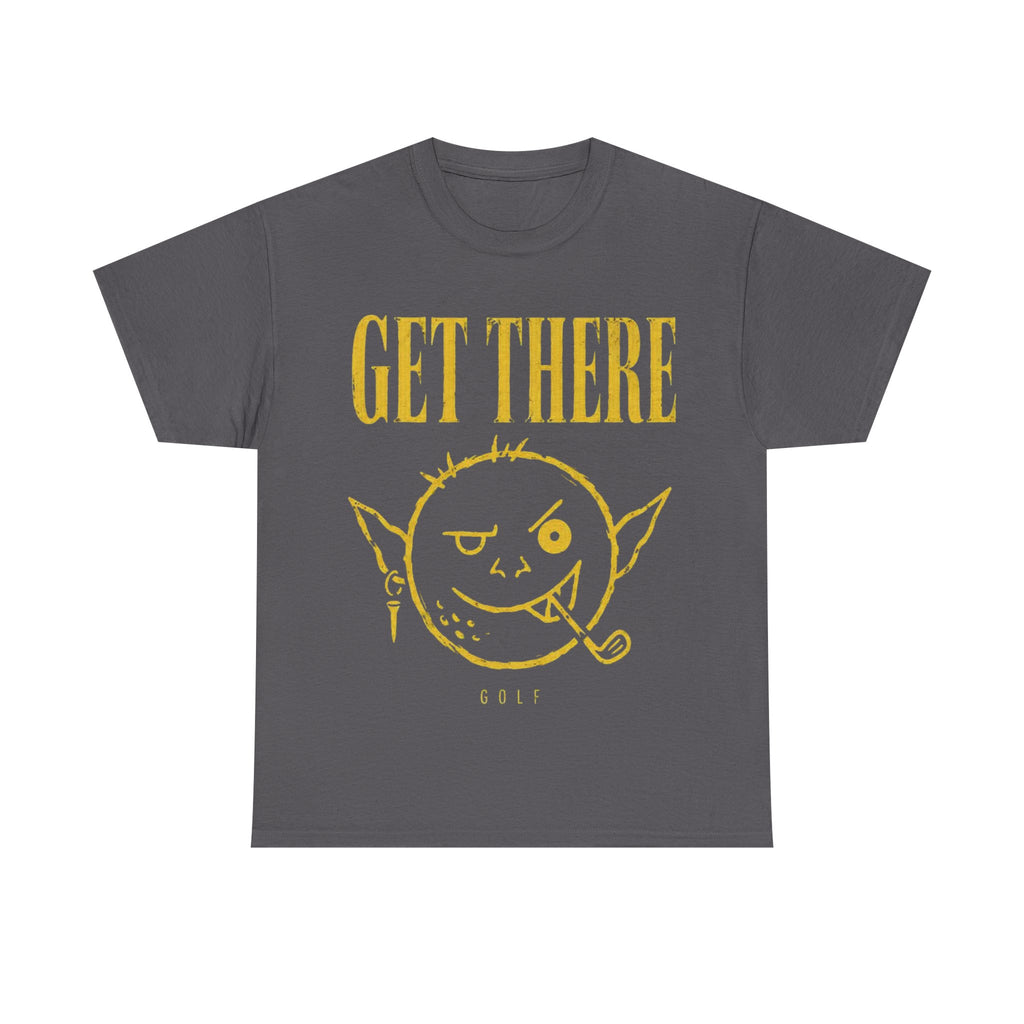 Get There Goblin Graphic Tee — Funny Vintage-Style Yellow Print T-Shirt