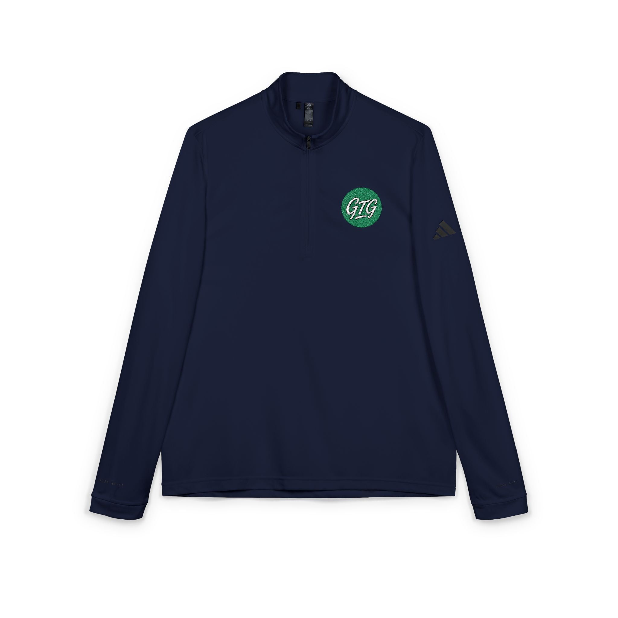 Embroidered Quarter-Zip Pullover — Green Crest Logo