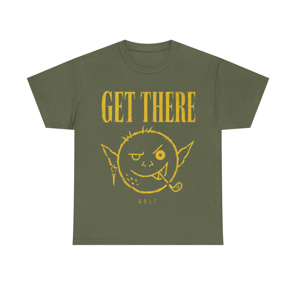 Get There Goblin Graphic Tee — Funny Vintage-Style Yellow Print T-Shirt