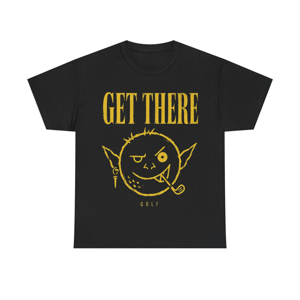 Get There Goblin Graphic Tee — Funny Vintage-Style Yellow Print T-Shirt