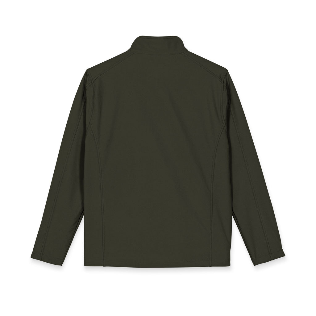 Men's Embroidered Soft Shell Jacket – 'Get There' Logo, Holiday Green Crest