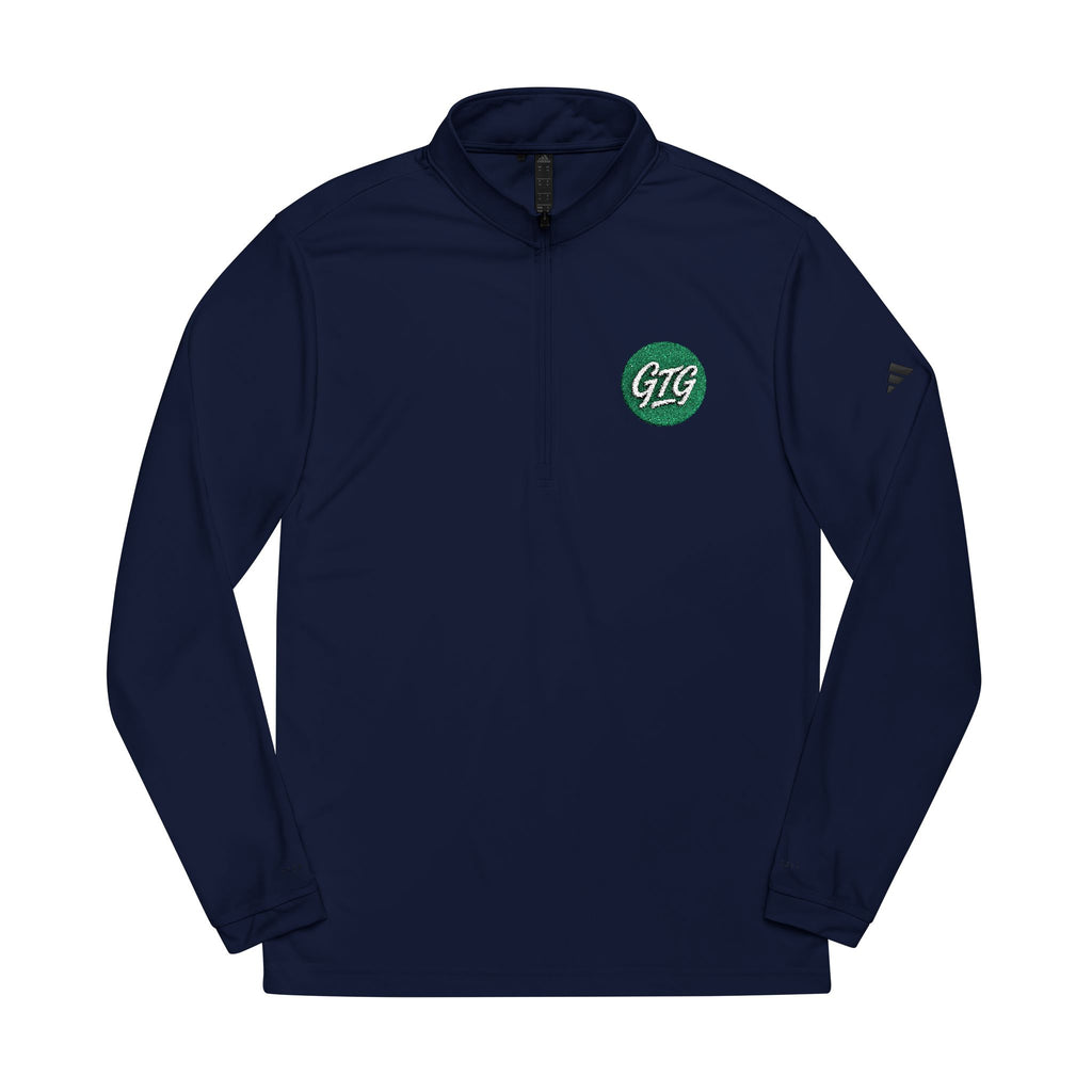 Embroidered Quarter-Zip Pullover — Green Crest Logo