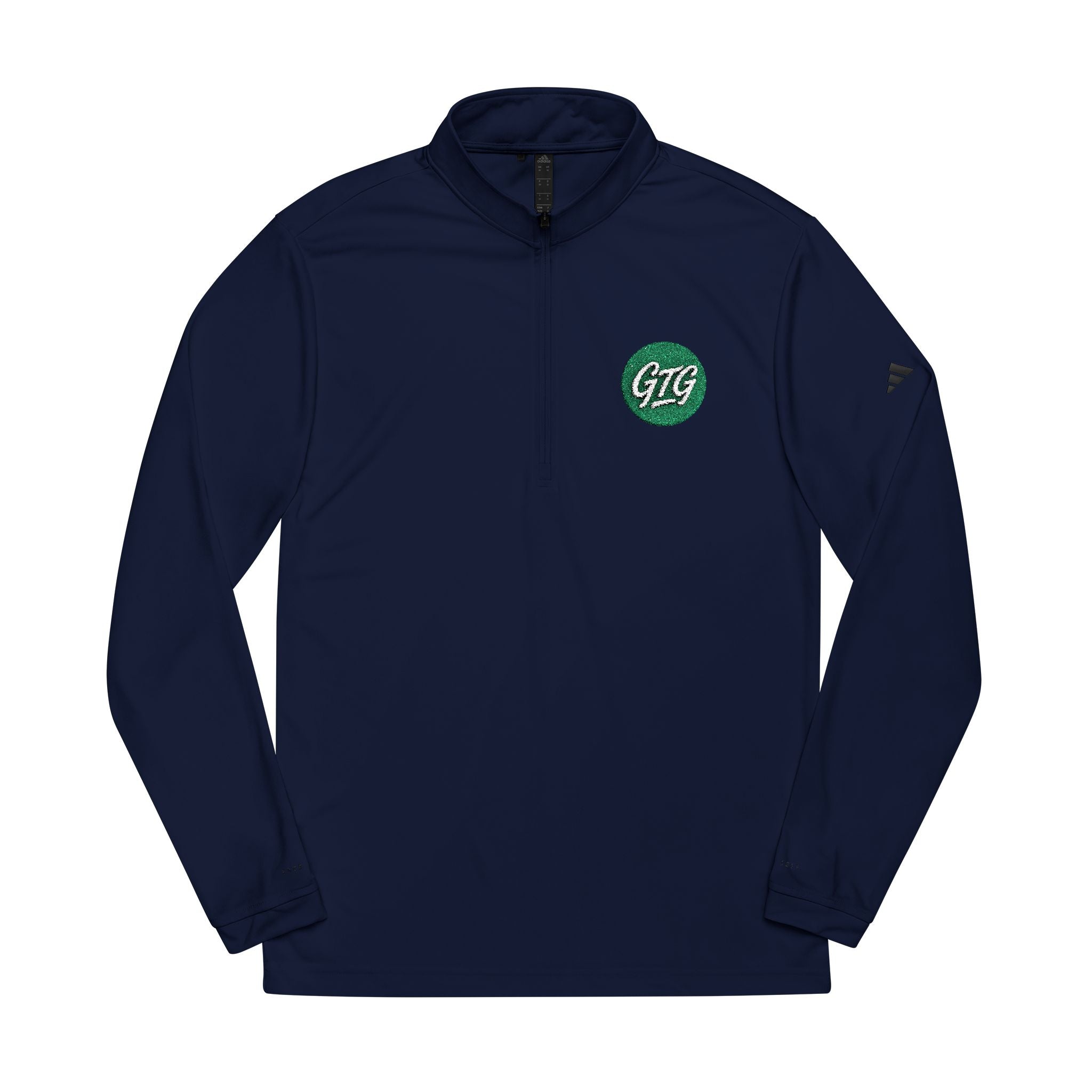 Embroidered Quarter-Zip Pullover — Green Crest Logo