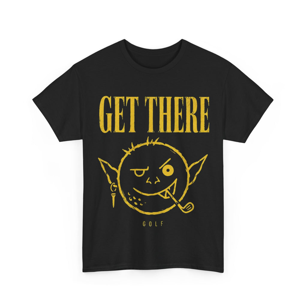 Get There Goblin Graphic Tee — Funny Vintage-Style Yellow Print T-Shirt