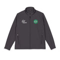 Men's Embroidered Soft Shell Jacket – 'Get There' Logo, Holiday Green Crest