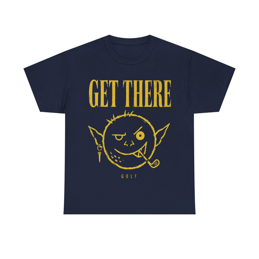 Get There Goblin Graphic Tee — Funny Vintage-Style Yellow Print T-Shirt